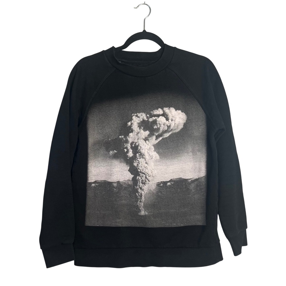 Blood Brother Graphic Print Sweatshirt Mens S Crewneck Pullover Black Streetwear